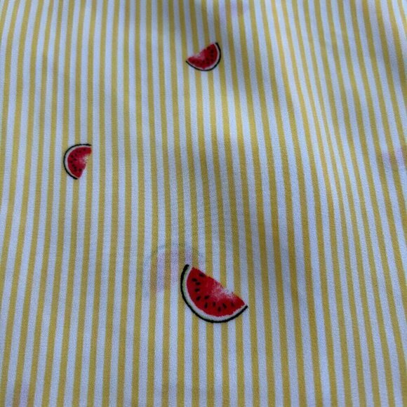 🎀 3 for $25 🎀 Coverstitched Women’s S Yellow Stripe Top Watermelon Summer - Picture 3 of 6